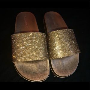 gold glitter sandals